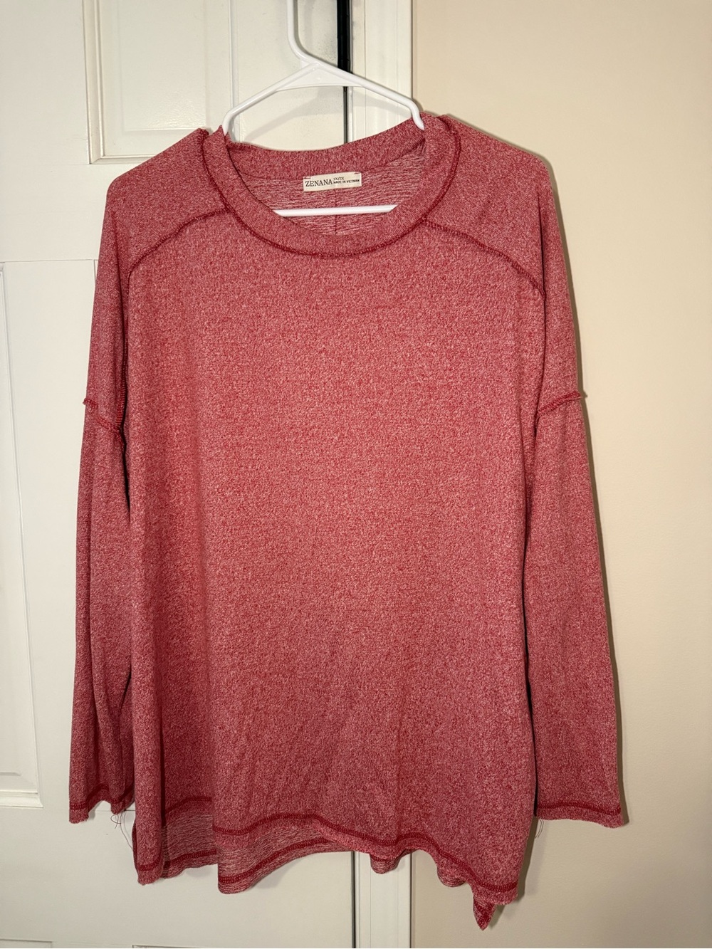Zenana Outfitters Heathered Rose Long Sleeve Top